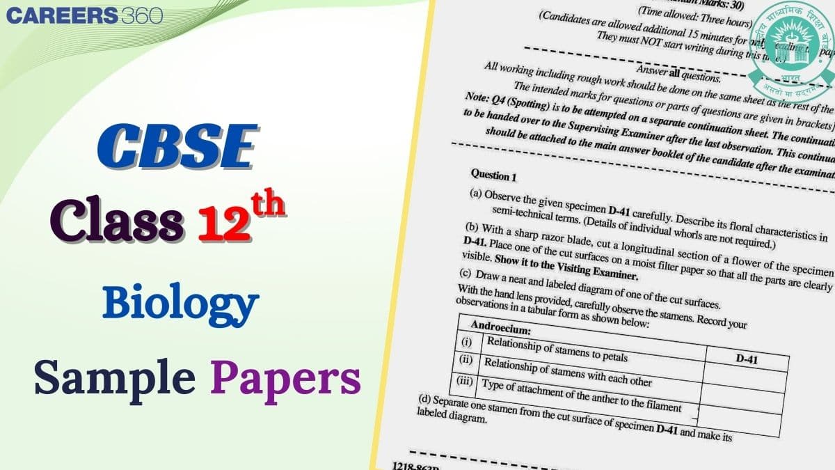 CBSE Class 12 Biology Sample Paper 2025-26 Out! Download 12th Biology SQP and MS PDF